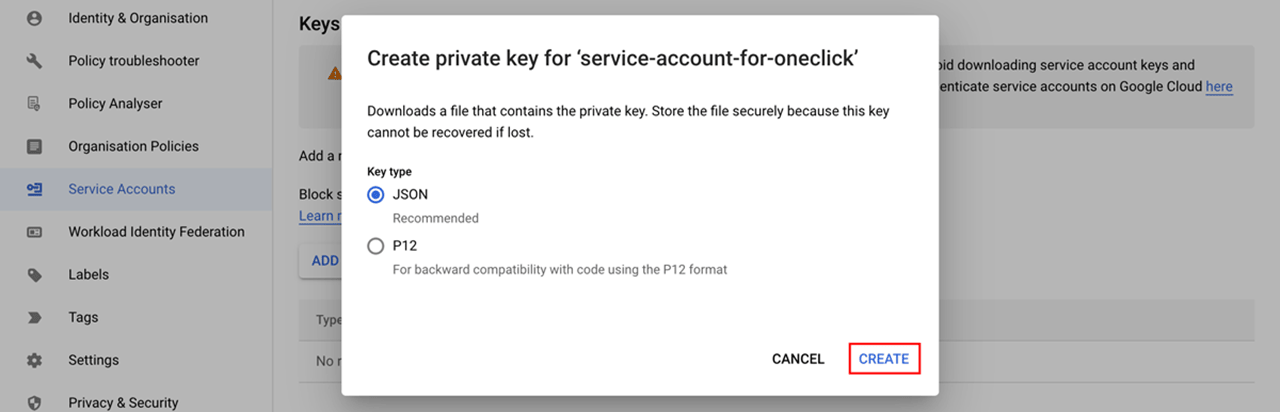 Connect Google Cloud subscription | oneclick™ Knowledge Base