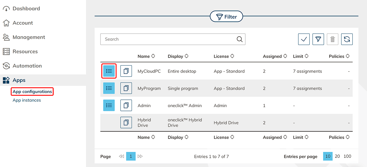 Show / hide controls on app-tiles | oneclick™ Knowledge Base