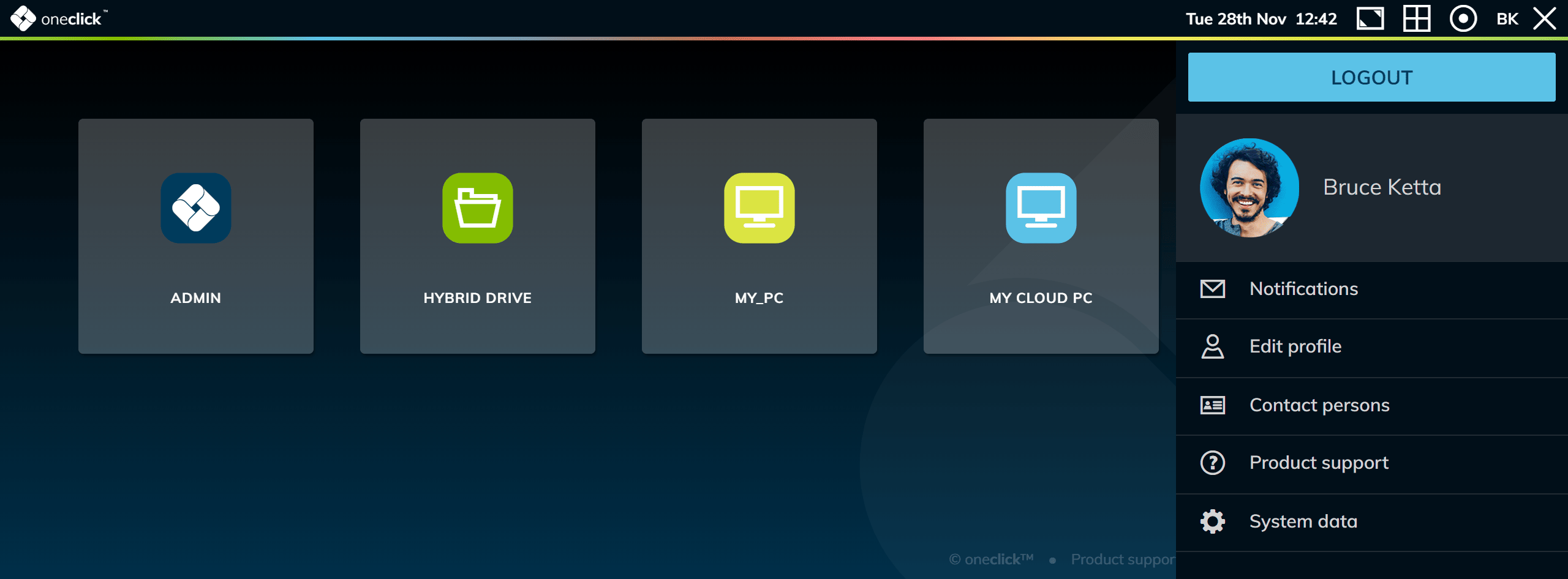 Desk menu | oneclick™ Knowledge Base