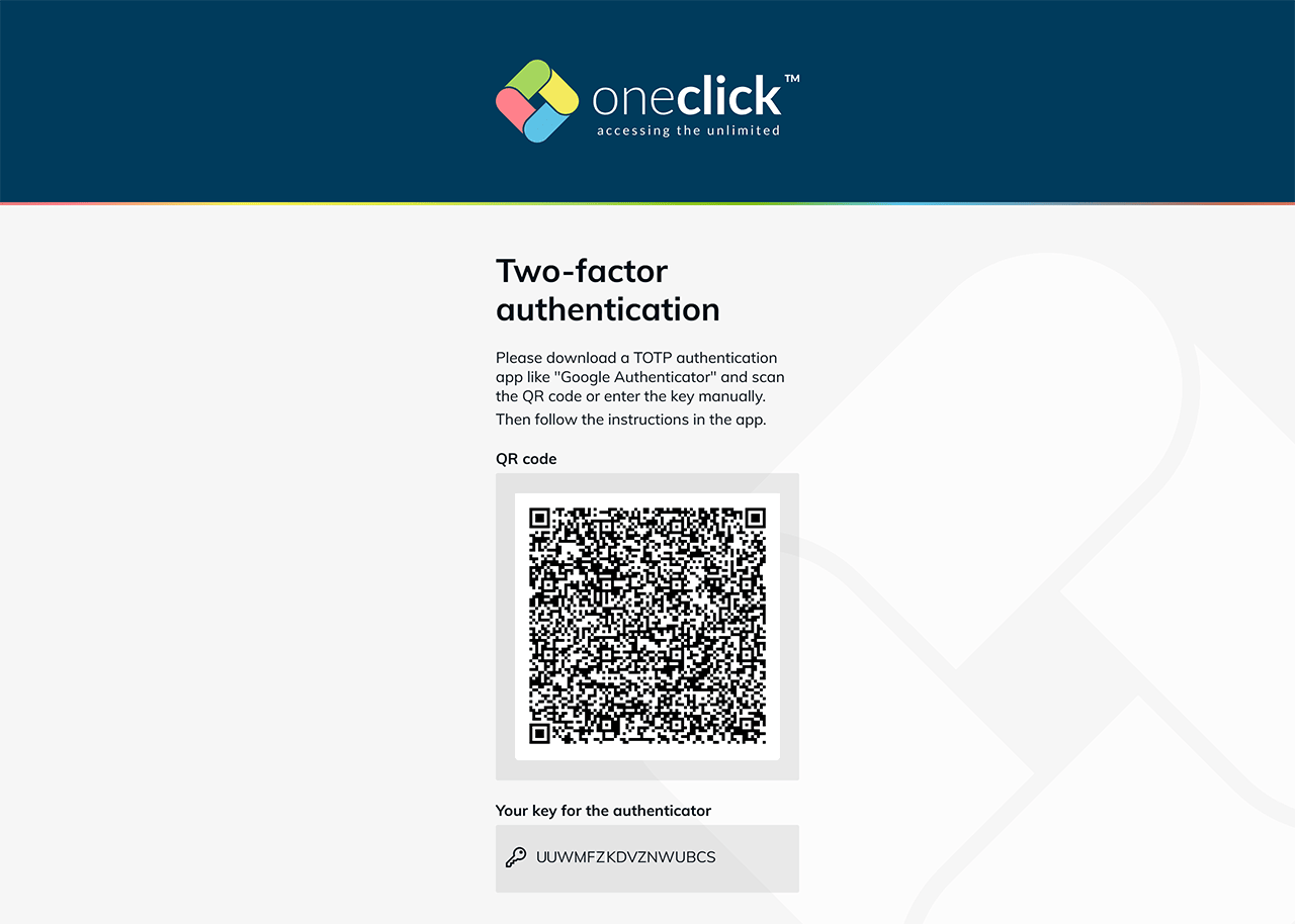 Two-factor authentication with TOTP | oneclick™ Knowledge Base