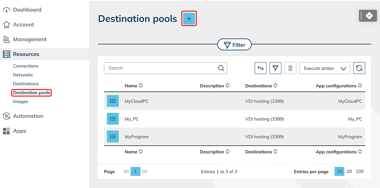 Create destination pools | oneclick™ Knowledge Base